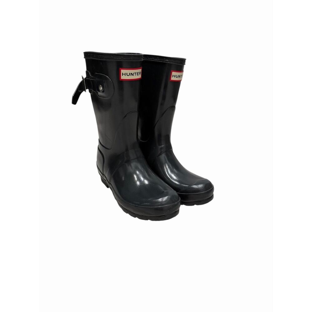 Hunter Original Youth Kids Wellington Boots Sz 5 Gray Glossy Rain Boots Spring - Picture 5 of 16